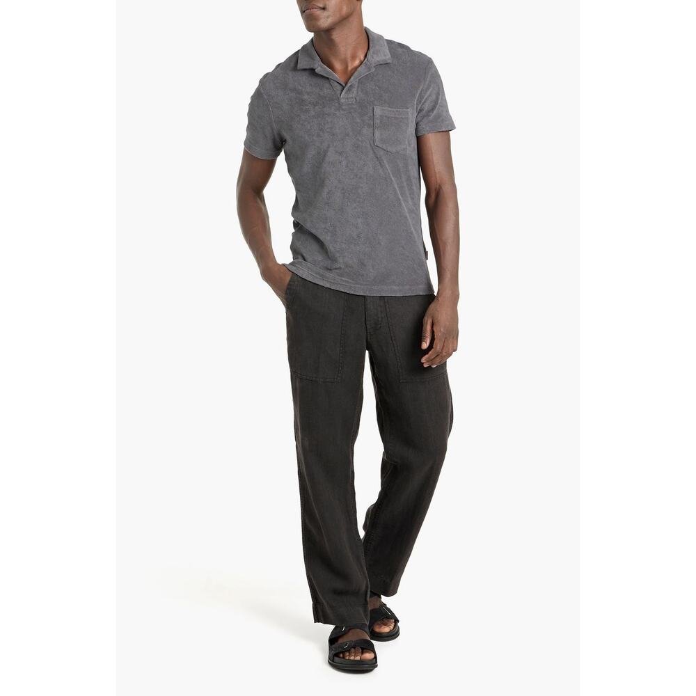 Orlebar Brown Terry Cloth Polo Shirt Gray Resort Luxury Portugal Size L Pristine